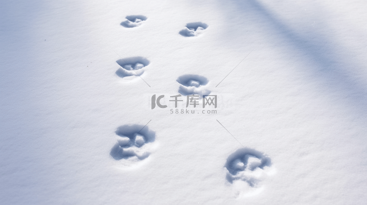 冬天雪地里的脚印背景图片