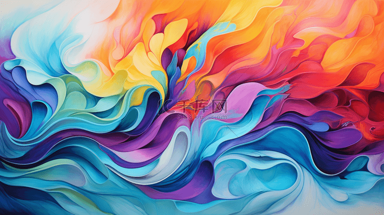 彩色水彩流体创意背景1