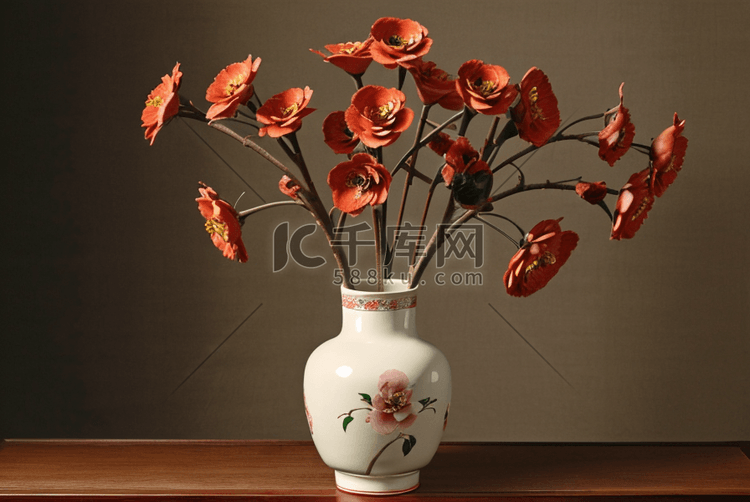 中国风花瓶里的花朵4高清图片