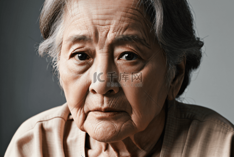 忧愁的老年人老奶奶人物摄影图4