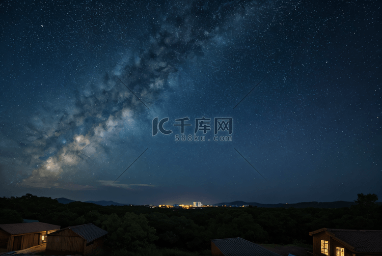 夜晚浩瀚的蓝色星空摄影图片1