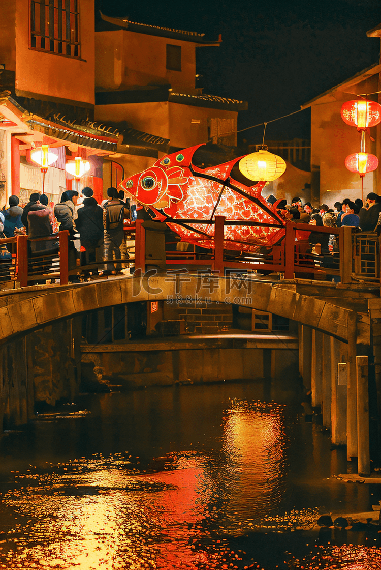 中国传统过年春节热闹灯会摄影配