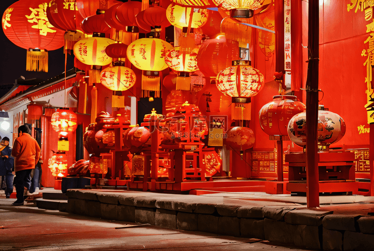 喜庆传统中国风红色灯笼摄影图片