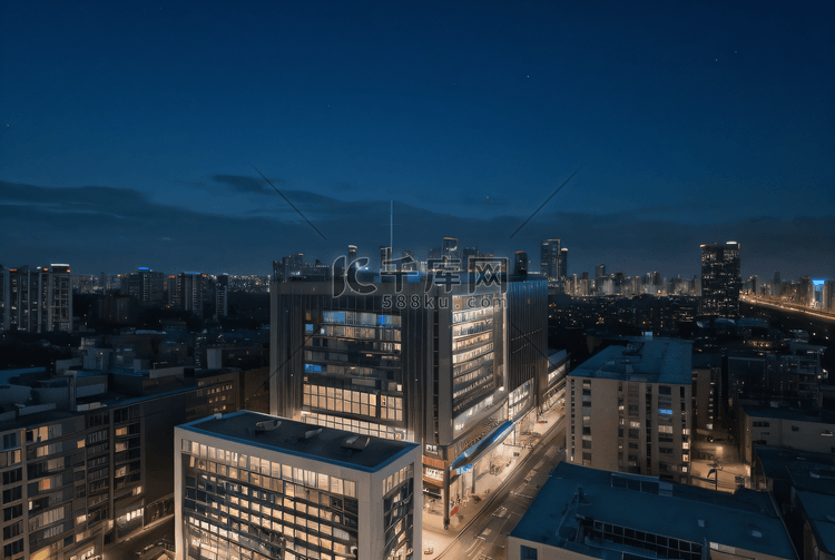 夜晚城市高楼大厦摄影照片7