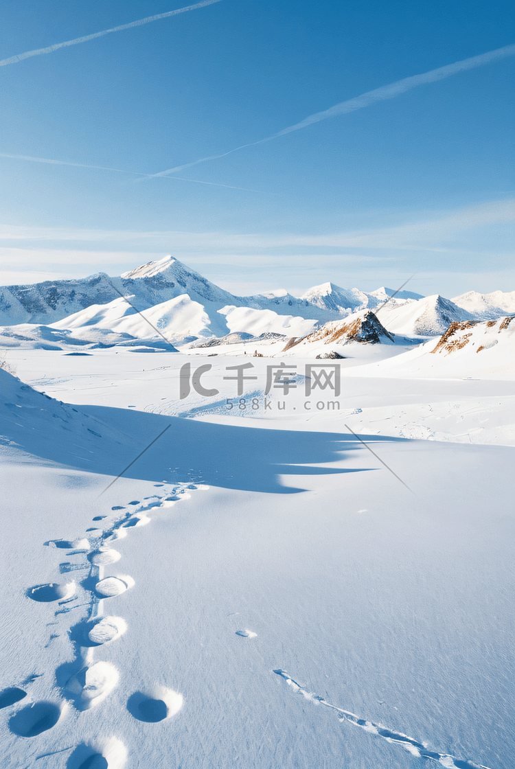 寒冷冬季厚厚的白色积雪图245