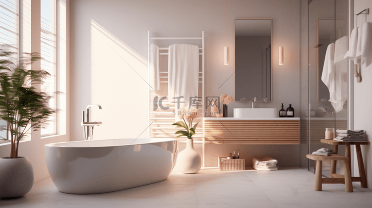 3D立体家庭浴室简约图片背景图1