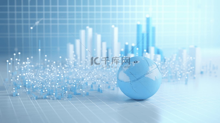 蓝色商业数据分析和金融科技立体