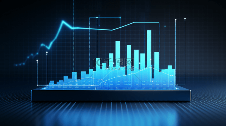 蓝色商业数据分析和金融科技立体