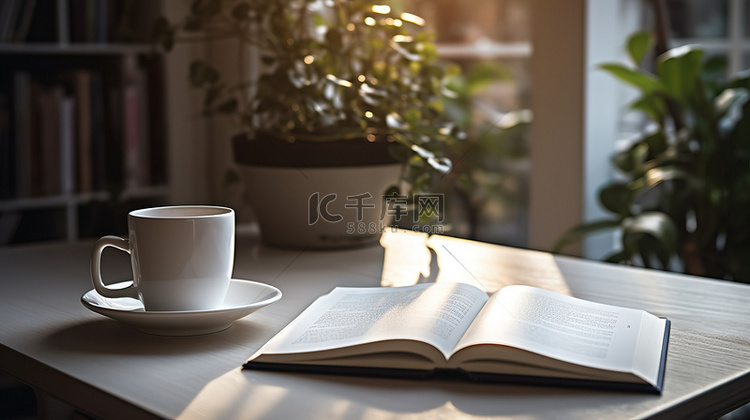 咖啡暖阳书本休闲生活背景图片