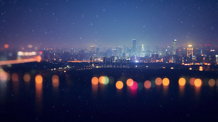 梦幻夜幕下的城市背景图片