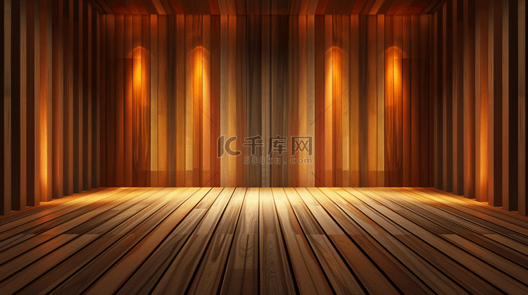 金黄色灯光木质木地板简约背景图