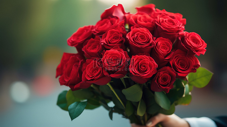 一束红玫瑰花情人节背景图片
