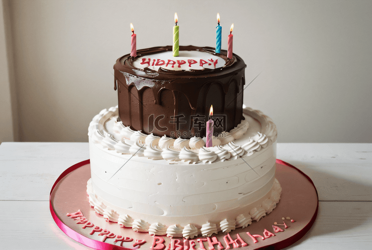 插着蜡烛的生日蛋糕图片6