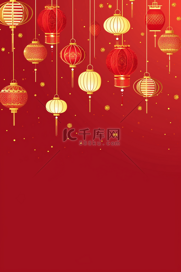 新年红色灯笼背景矢量图