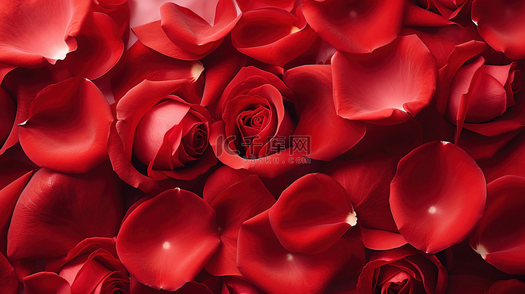 红玫瑰花瓣平铺图设计图
