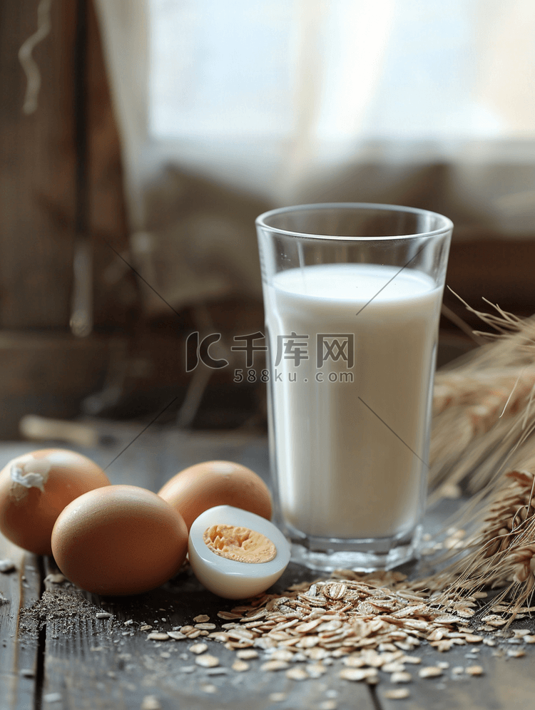 营养健康早餐鸡蛋牛奶