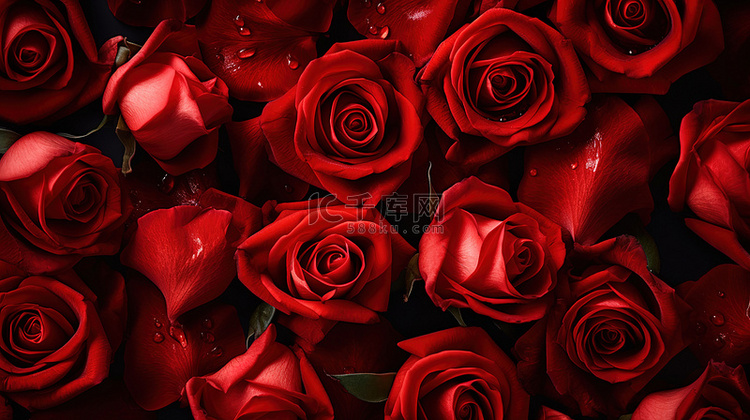 红玫瑰花瓣平铺图设计图