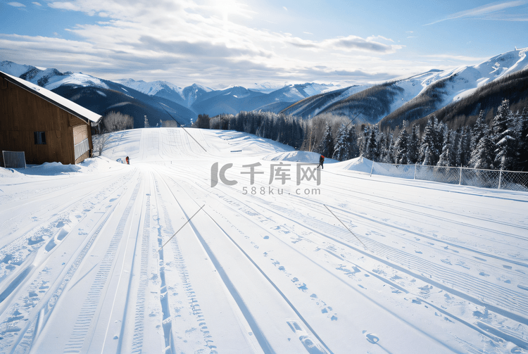 户外厚厚积雪滑雪场摄影图片4