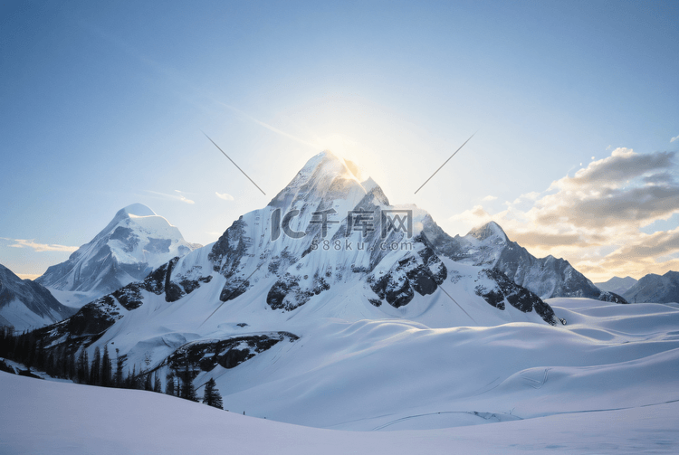 冬季寒冷雪山高山摄影图0