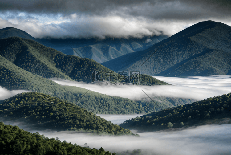 绿色高山山脉云雾摄影图8