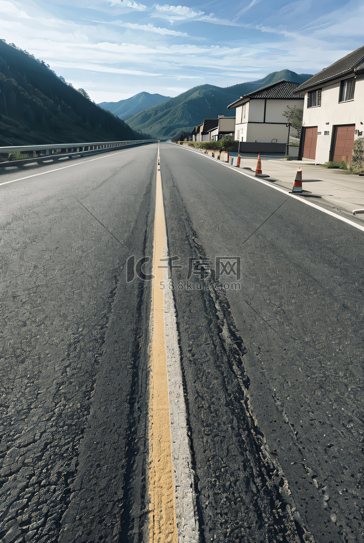 空旷的黑色公路道路摄影图2