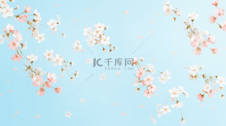 蓝色文艺清新小碎花背景13