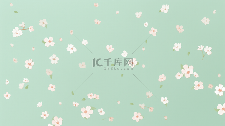 绿色小清新图框有花朵的背景图7