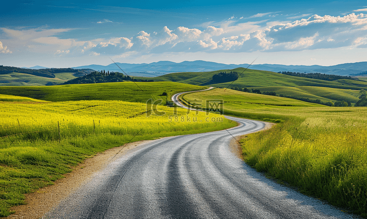 自然风景乡村景观一条公路