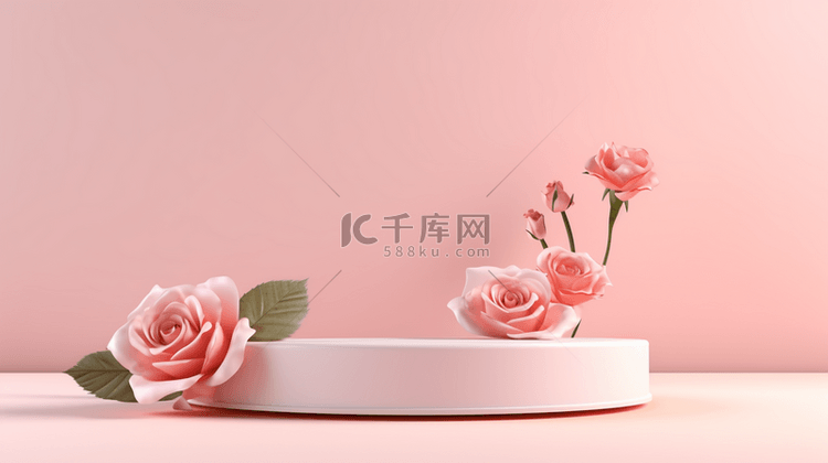 粉色春季美妆电商促销展台10设