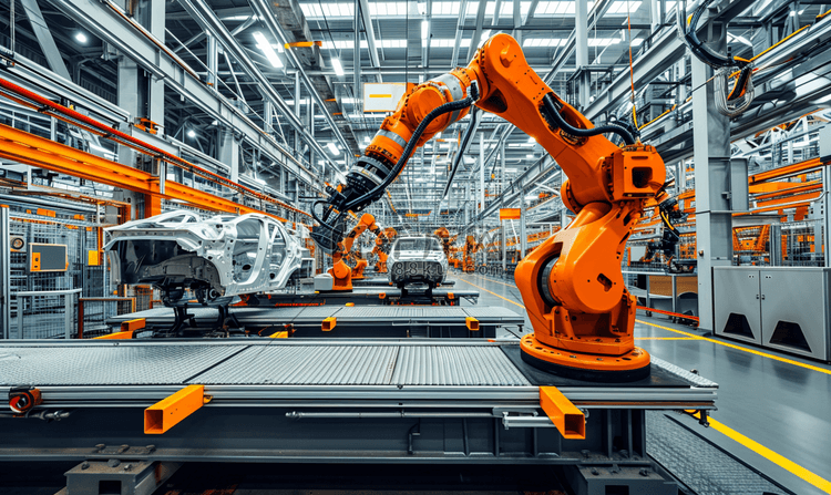 机器人在汽车制造厂工业生产