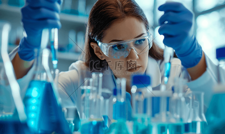年轻女科学家在临床实验室试验研