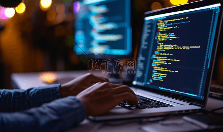 程序员在笔记本电脑上编写编程代