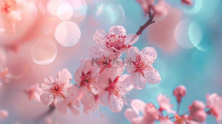春天粉红色的樱花设计图