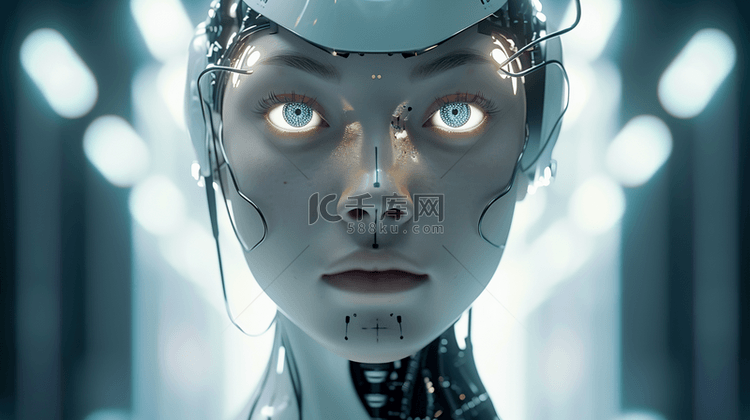 高清高科技数据女性机器人头像的