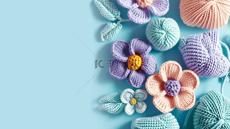 妇女节毛线编织花朵背景