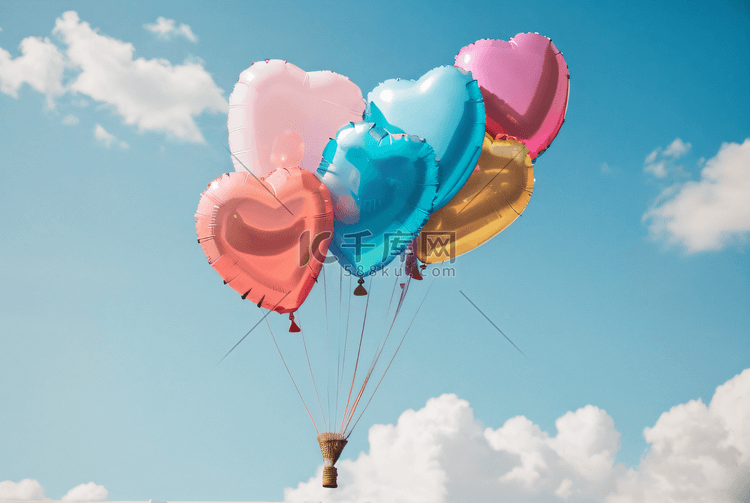 蓝天下的爱心气球摄影图9