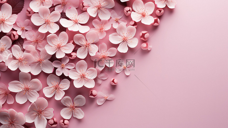 剪纸花朵粉色背景
