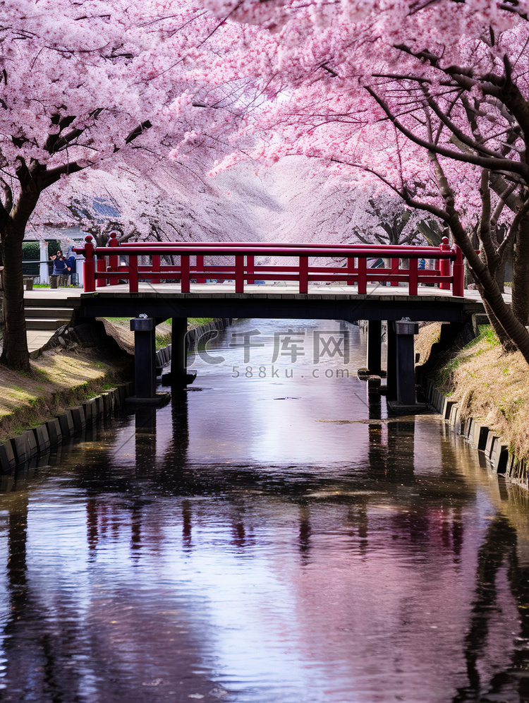 春天公园樱花浪漫背景素材