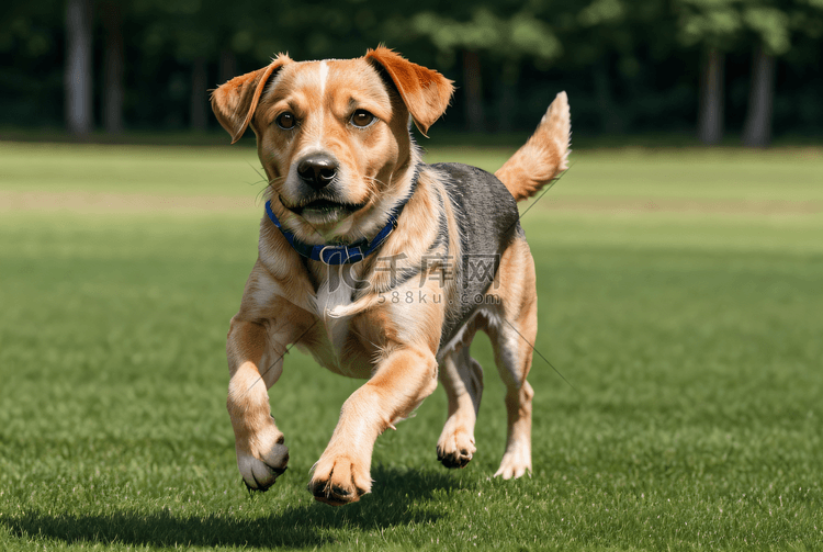 狗狗在草地上奔跑摄影配图8