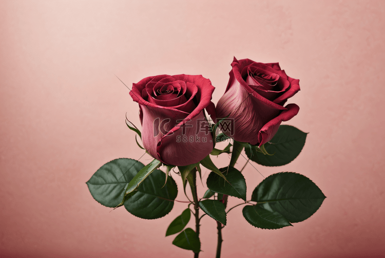 粉色情人节玫瑰花摄影图