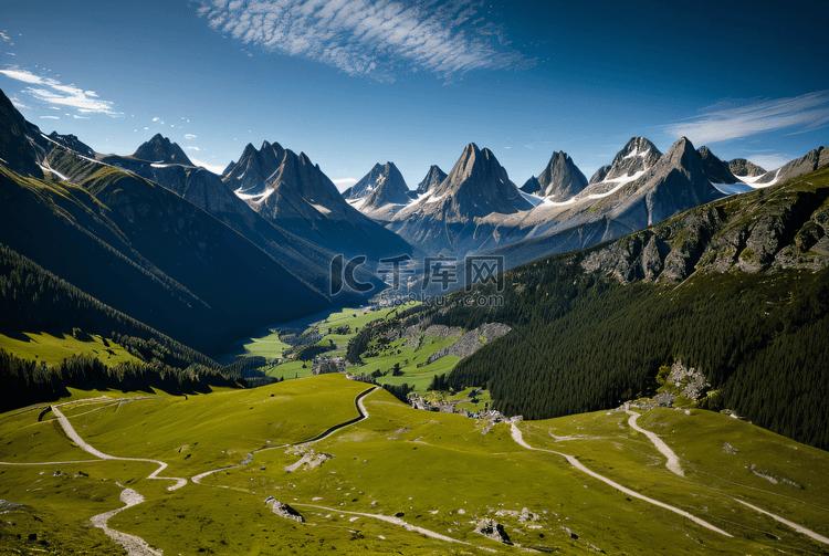 美丽的阿尔卑士山脉风景图4摄影