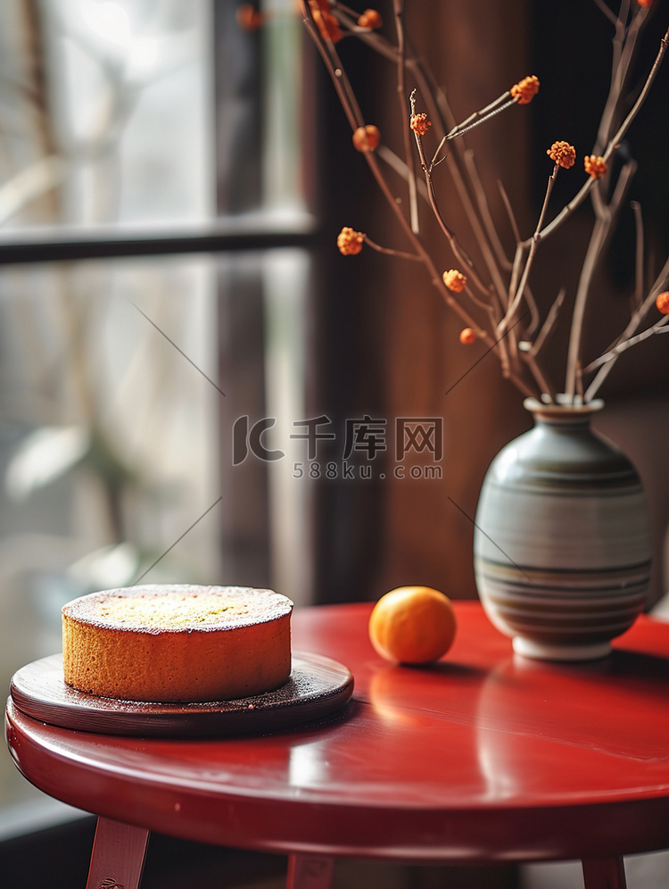 新年春节布置的桌子花瓶背景素材