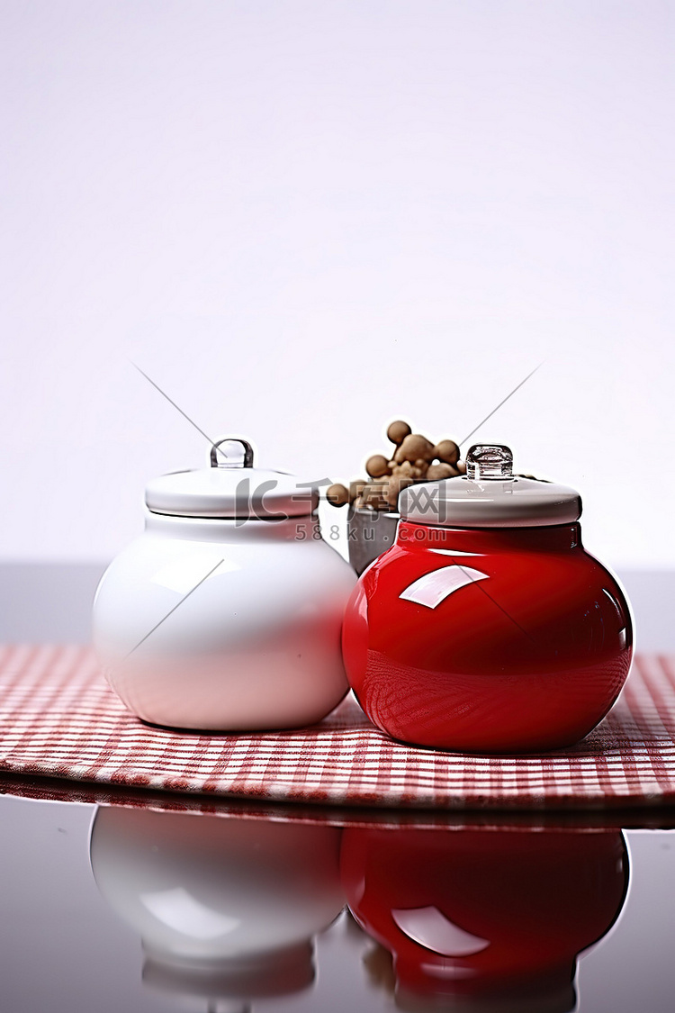 2 件套咖啡糖茶香料容器红色