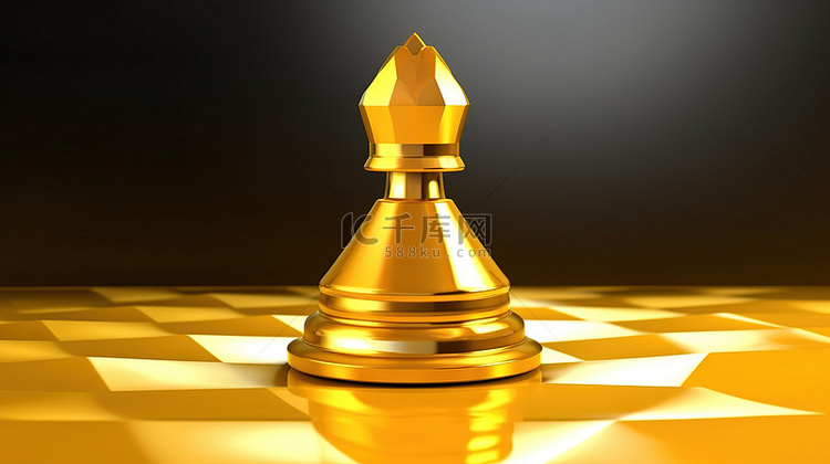 金色国际象棋骑士图标 3d 在