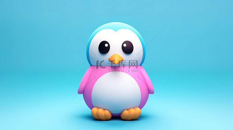 可爱的粉色和白色玩具企鹅，由橡