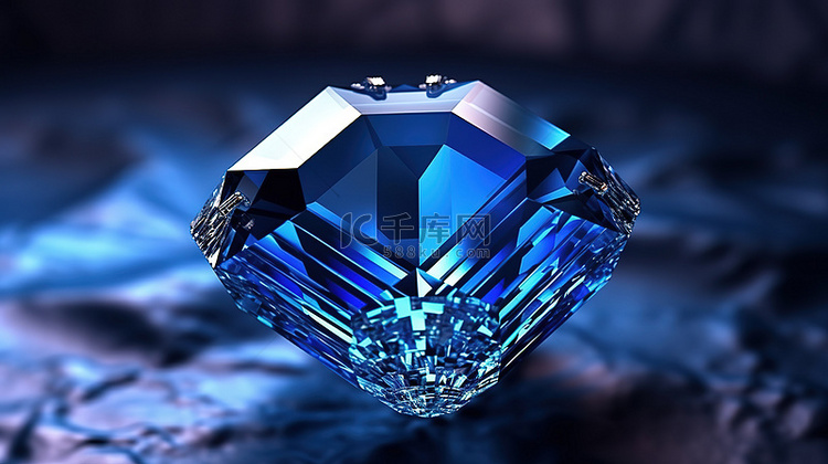 翡翠蓝色蓝宝石宝石的 3d 渲染