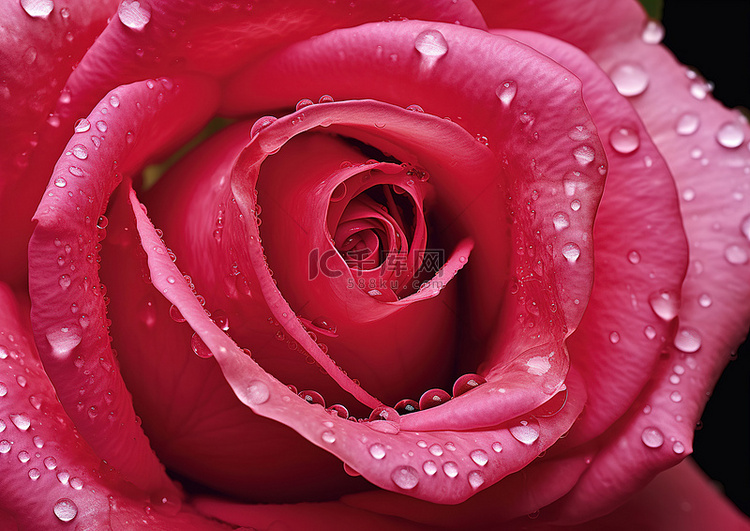 花瓣上有雨滴的粉红玫瑰