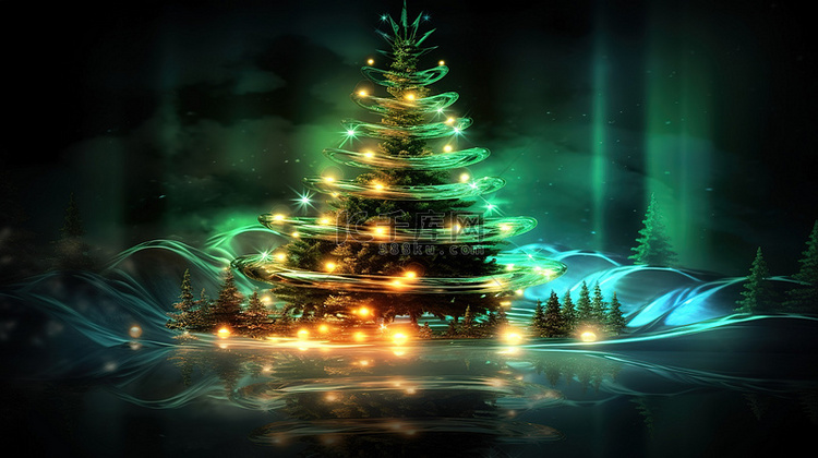 3d 插图圣诞树背景