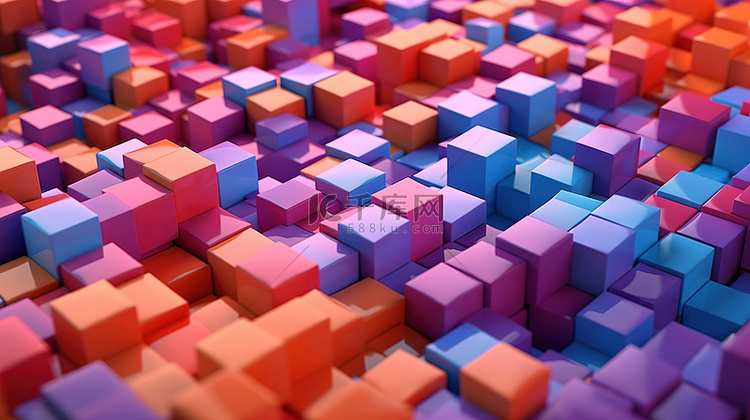 3d 立方体渲染独特的抽象背景