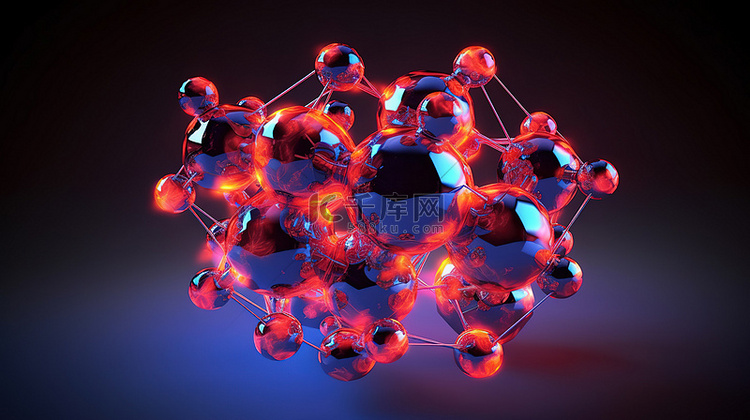 晶体分子结构设计的 3D 渲染图
